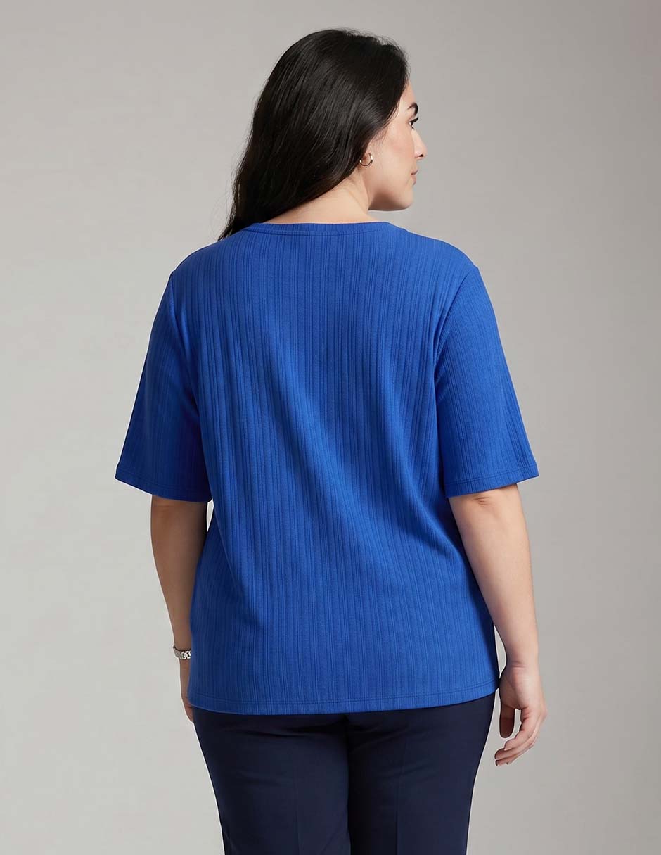 Playera manga al codo cuello redondo para mujer 2