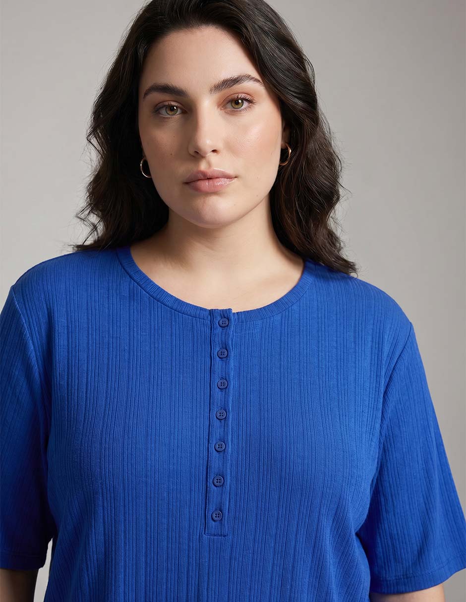 Playera manga al codo cuello redondo para mujer 3