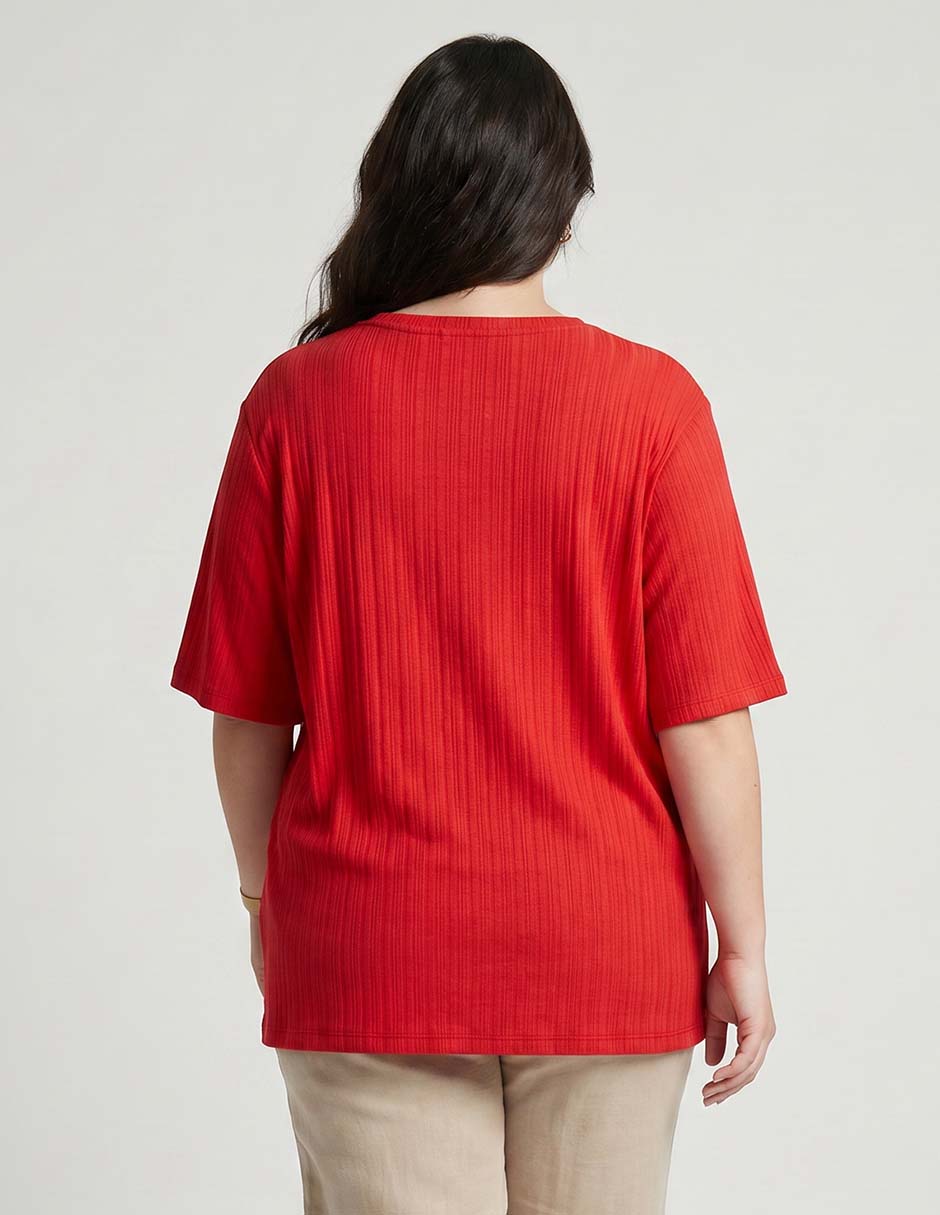 Playera manga al codo Liz Claiborne cuello redondo para mujer