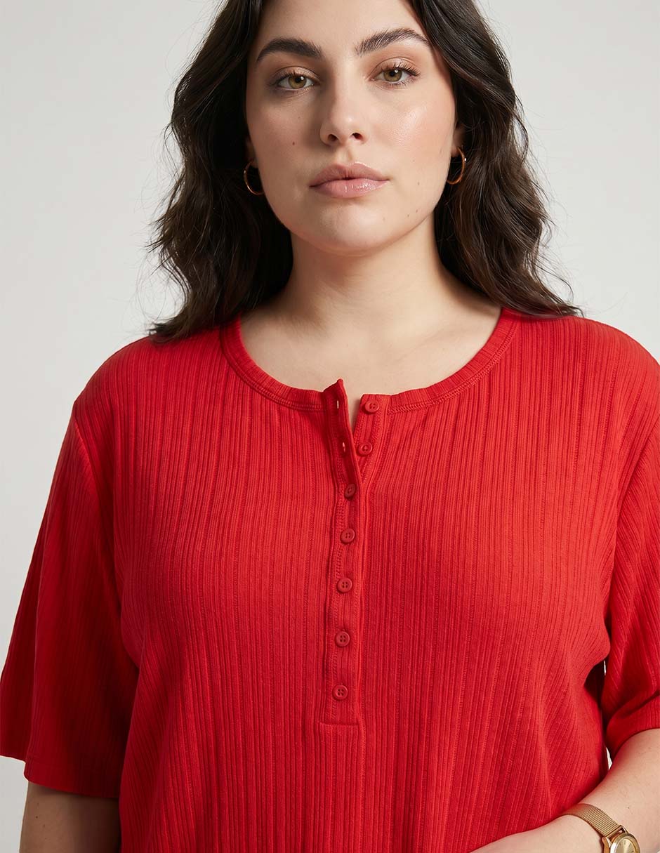Playera manga al codo Liz Claiborne cuello redondo para mujer