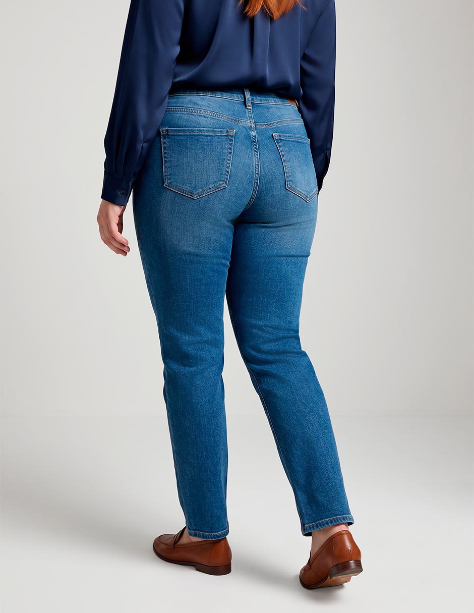 Jeans slim corte a la cintura para mujer 2