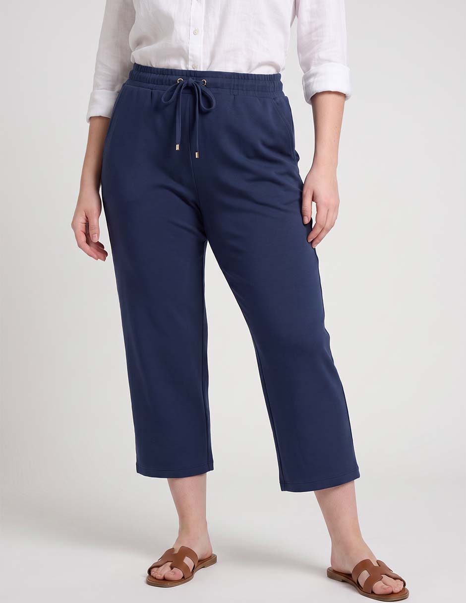 Pants cropped con jareta para mujer
