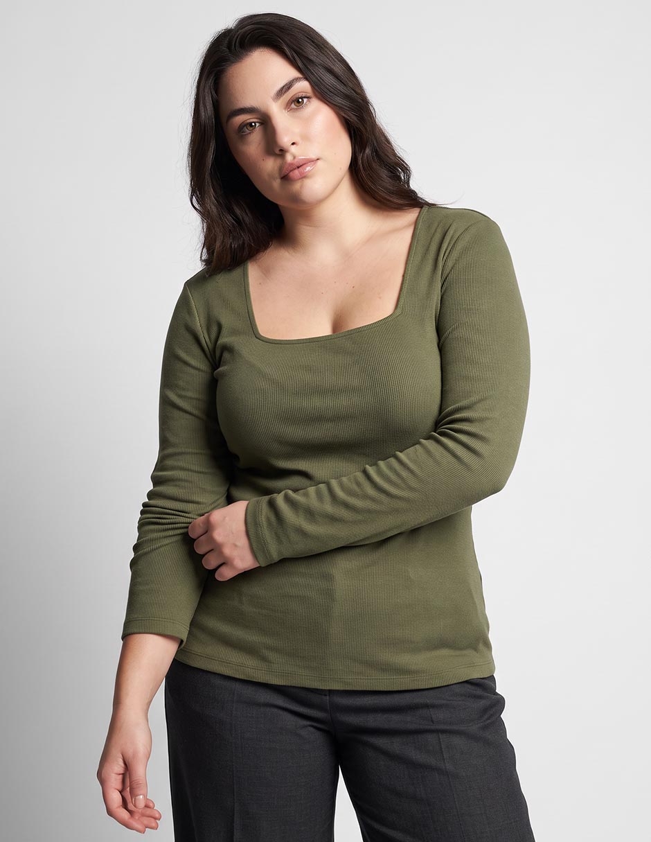 Playera manga larga cuello cuadrado mujer 1