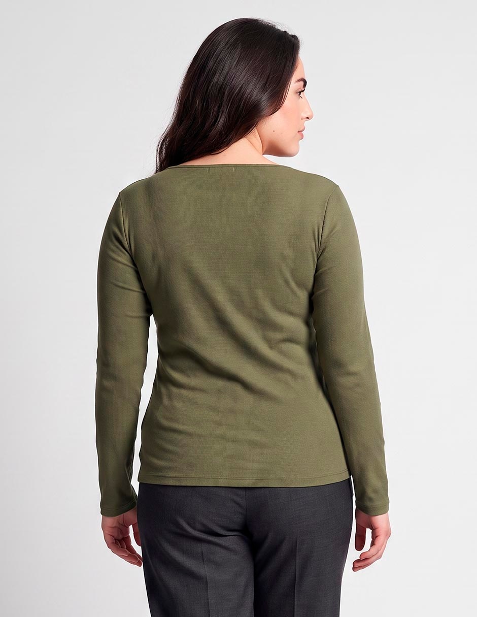 Playera manga larga cuello cuadrado mujer 2