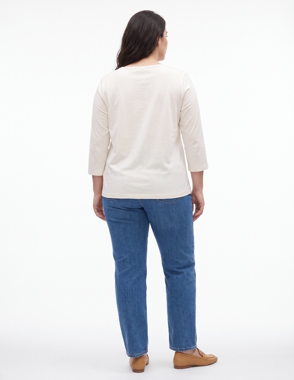 Playera manga 3/4 cuello v mujer 2