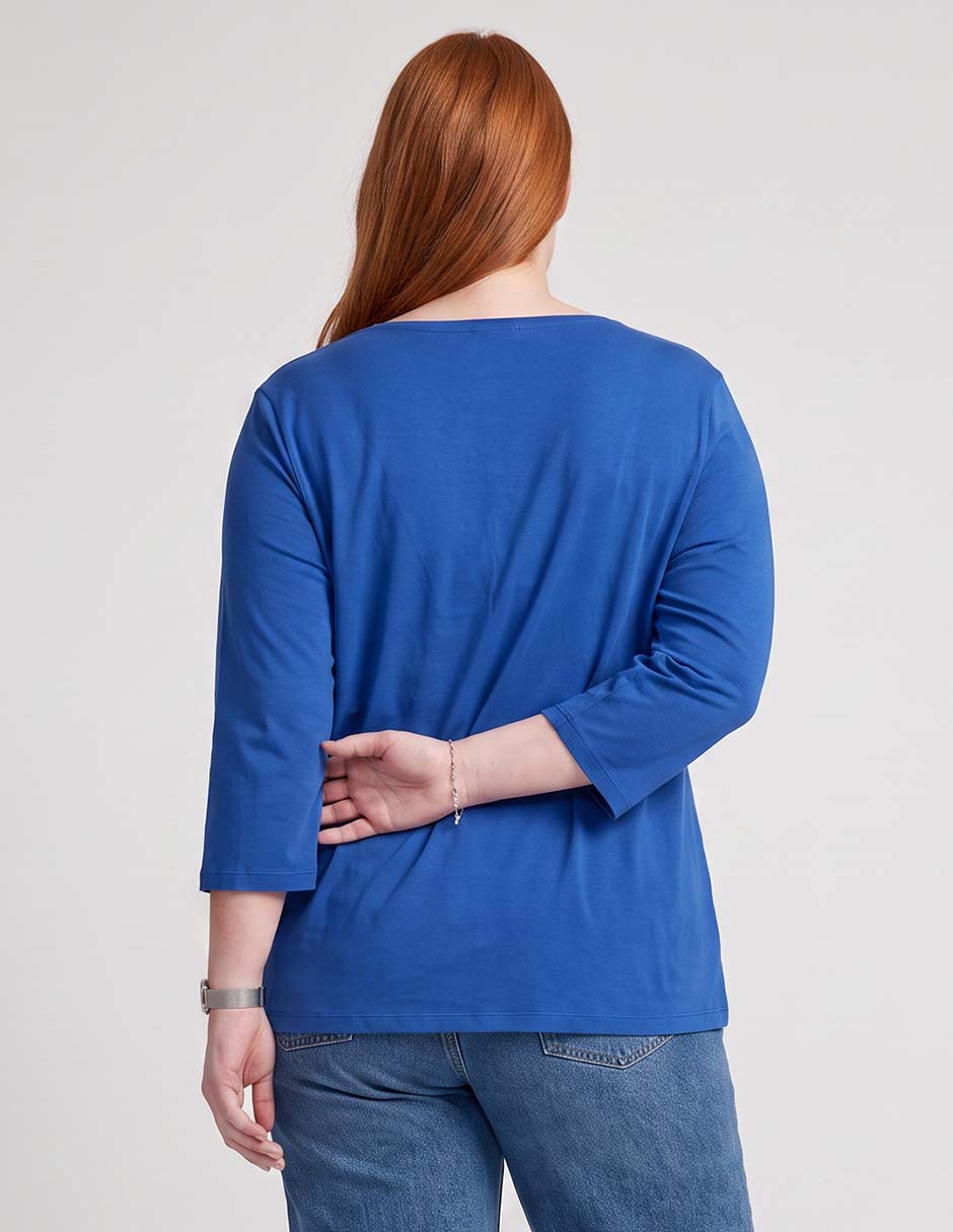 Playera manga 3/4 cuello V para mujer 2