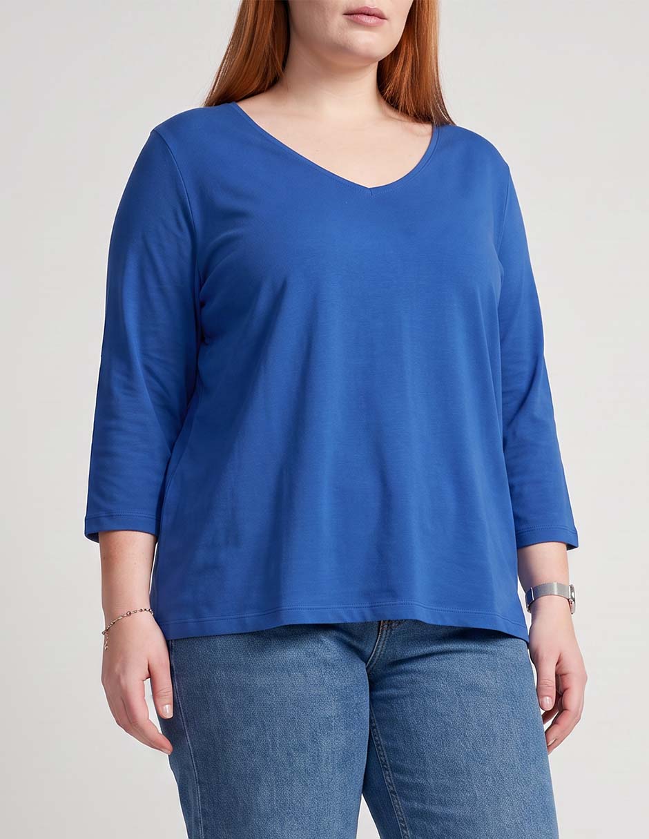 Playera manga 3/4 cuello V para mujer 3