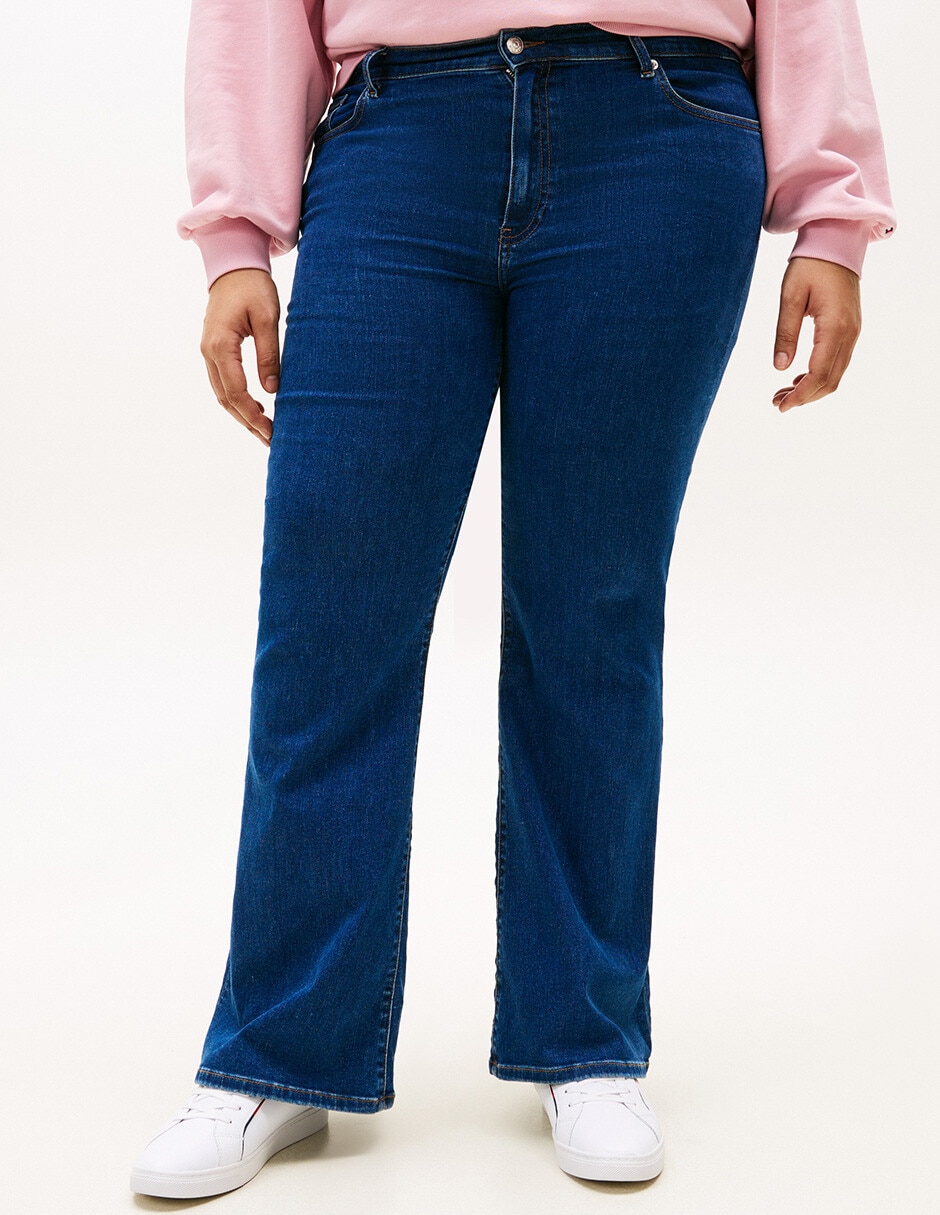 Jeans straight a la cintura para mujer