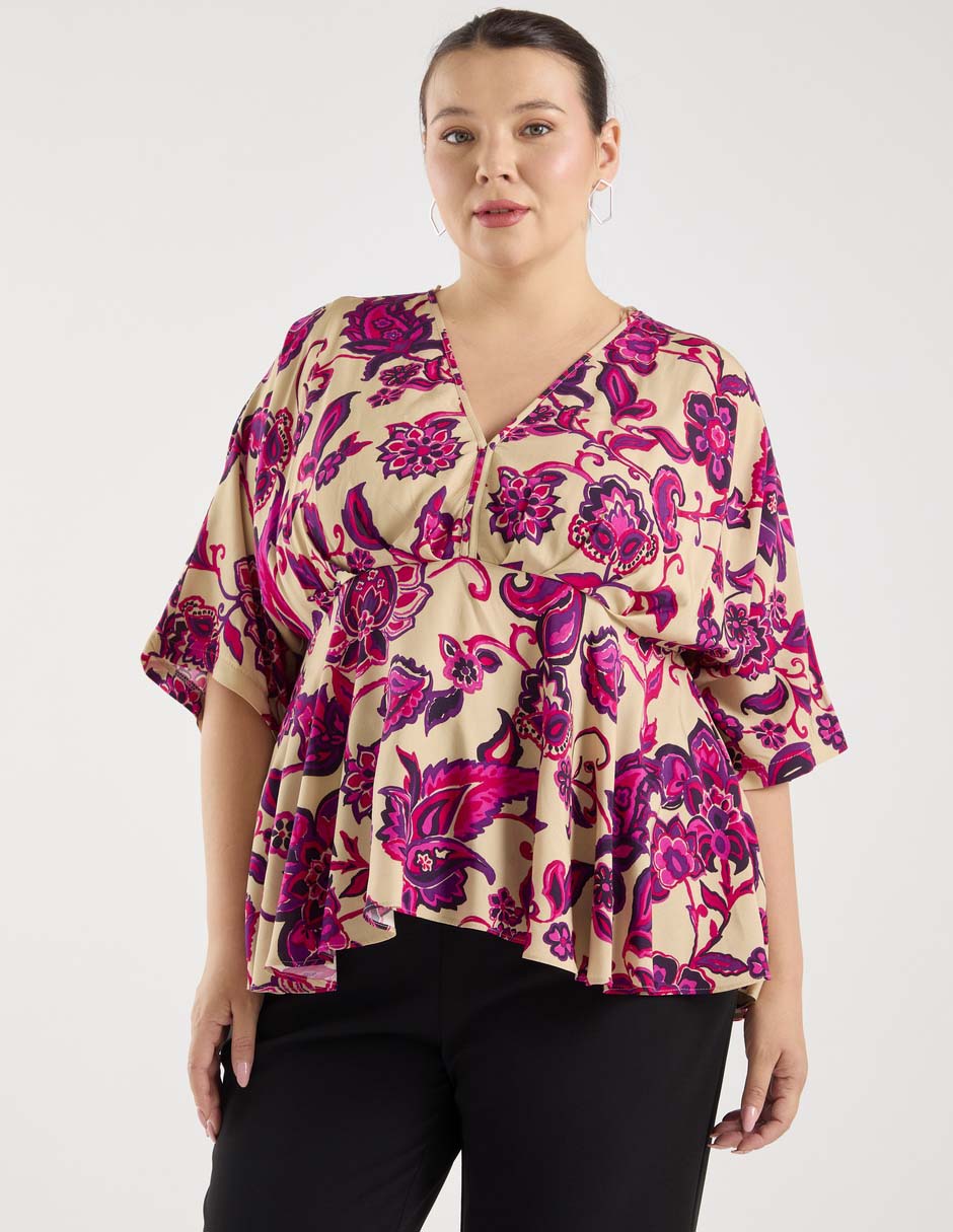 Blusa manga al codo para mujer
