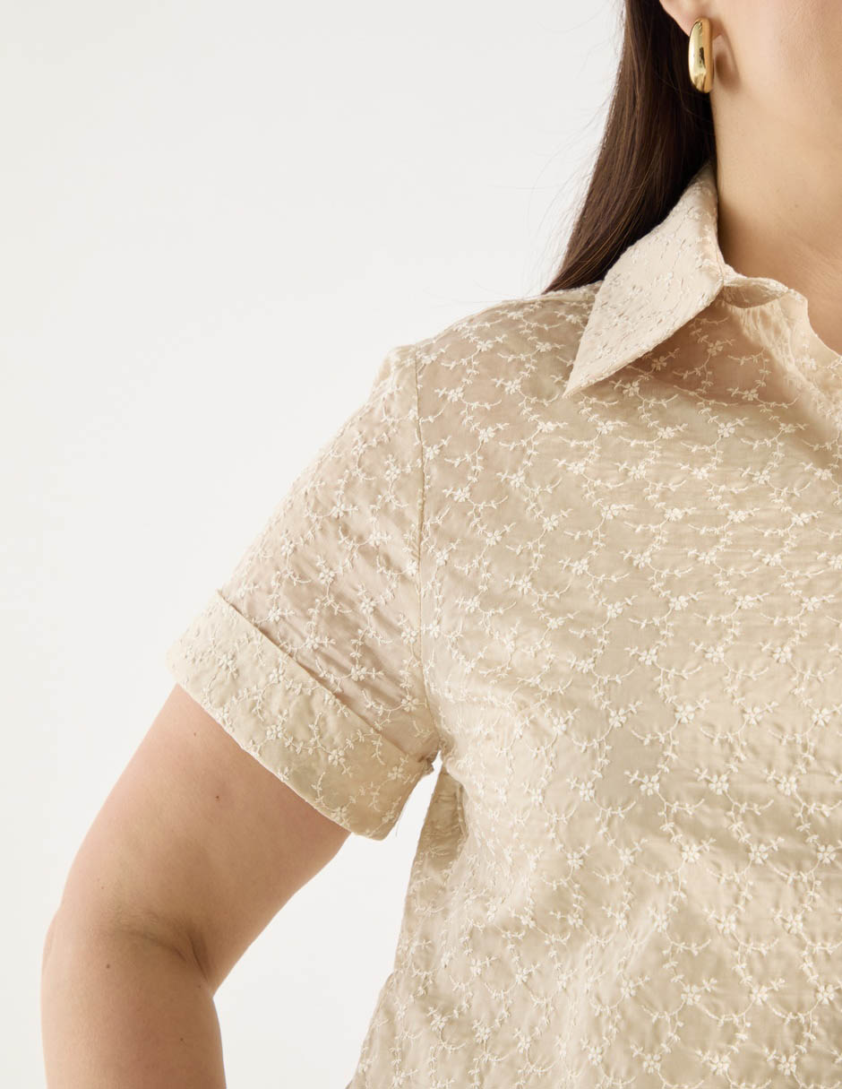 Blusa camisera manga corta para mujer 5