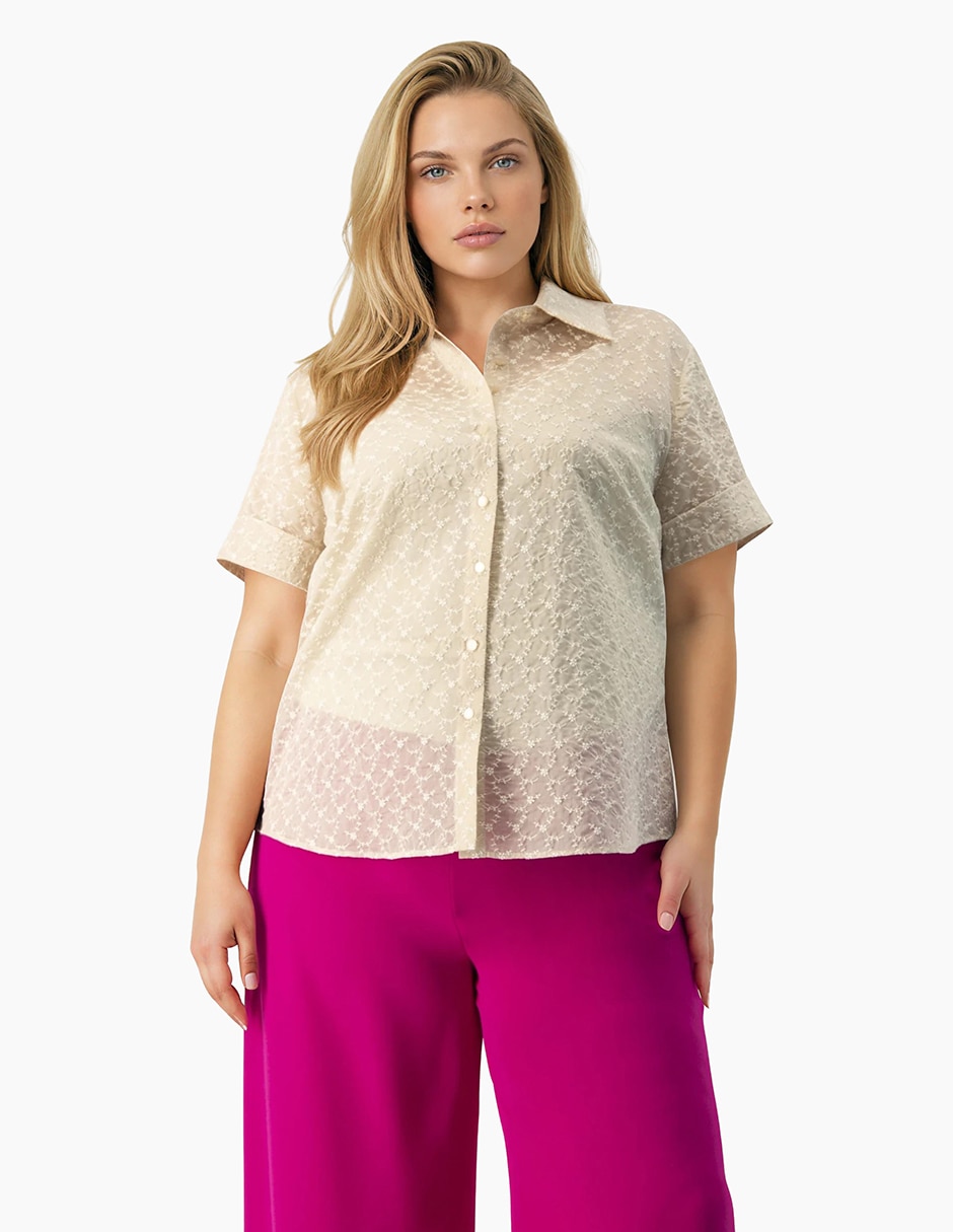 Blusa camisera manga corta para mujer 1