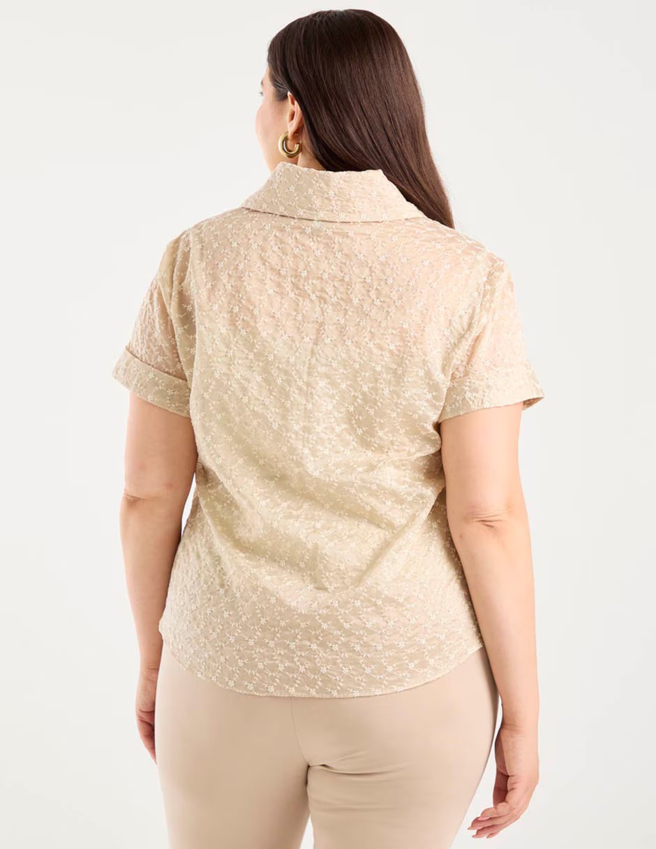 Blusa camisera ivonne plus manga corta para mujer