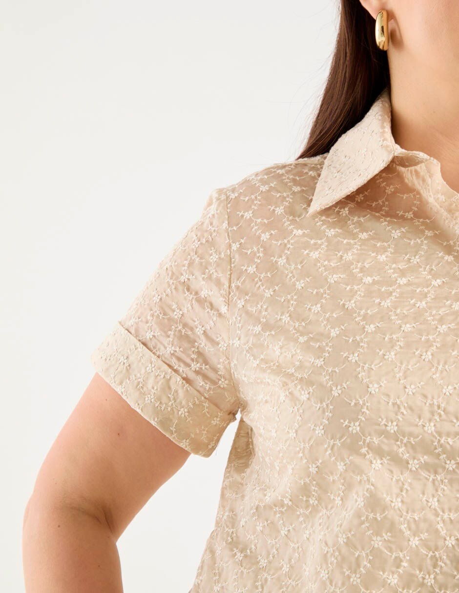 Blusa camisera ivonne plus manga corta para mujer