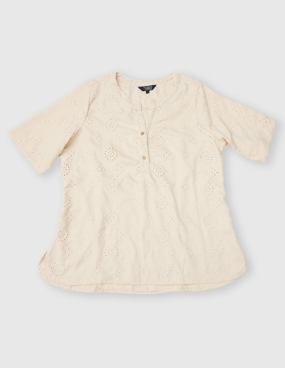 Blusa manga al codo para mujer