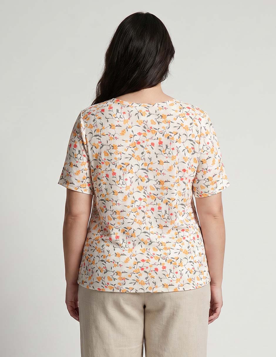 Playera manga corta cuello v para mujer 2