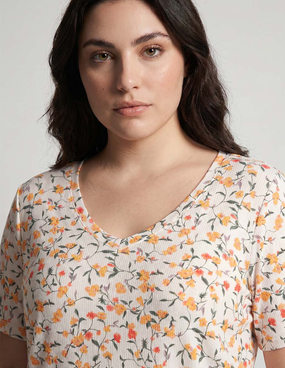 Playera manga corta cuello v para mujer 3