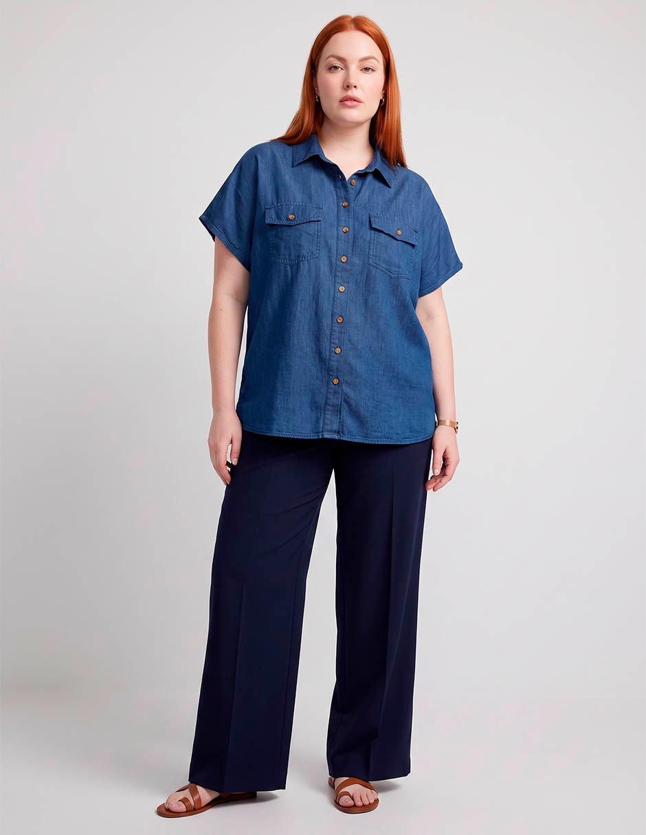 Blusa camisera manga corta para mujer Blusa camisera manga corta para mujer