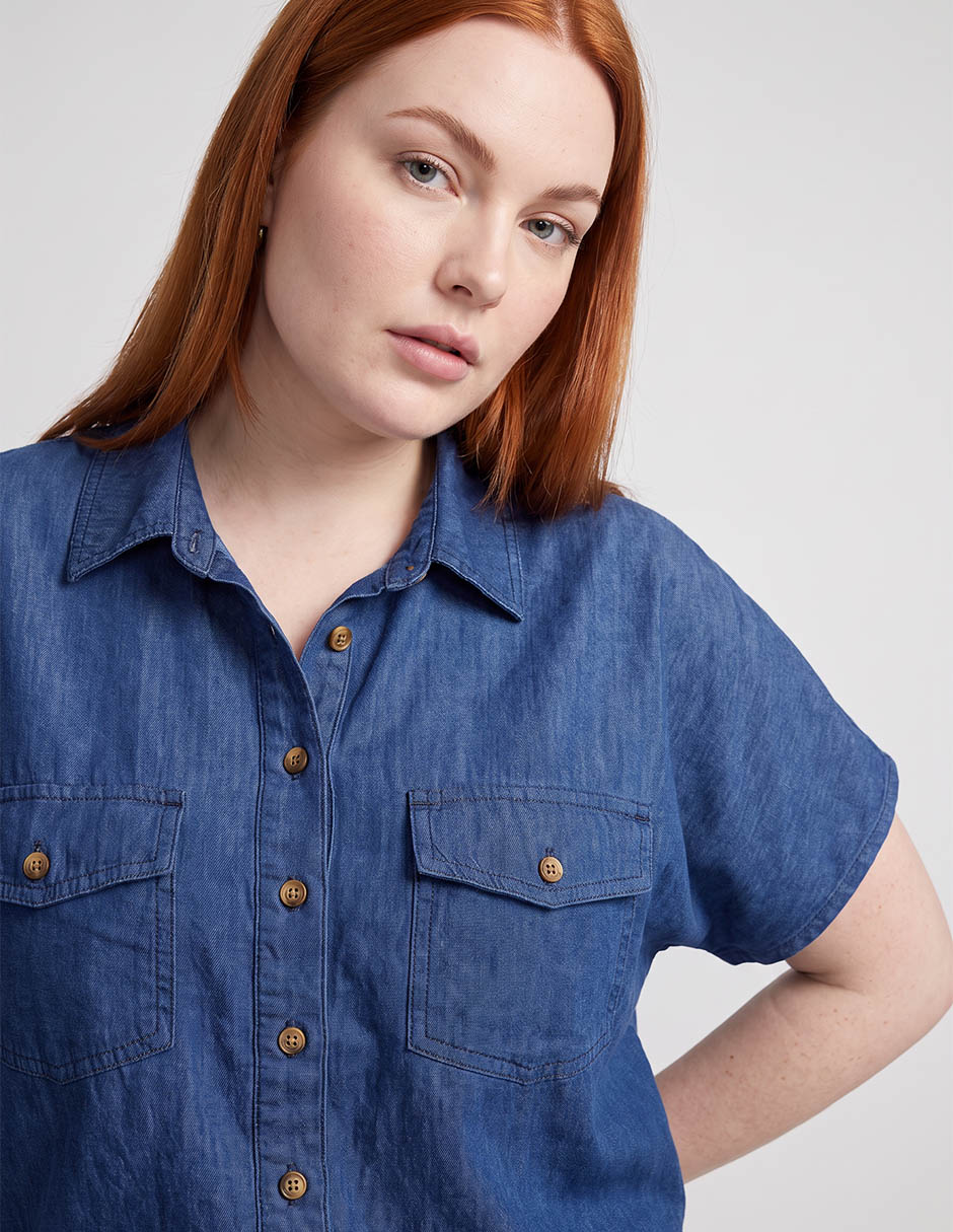 Blusa camisera manga corta para mujer 3