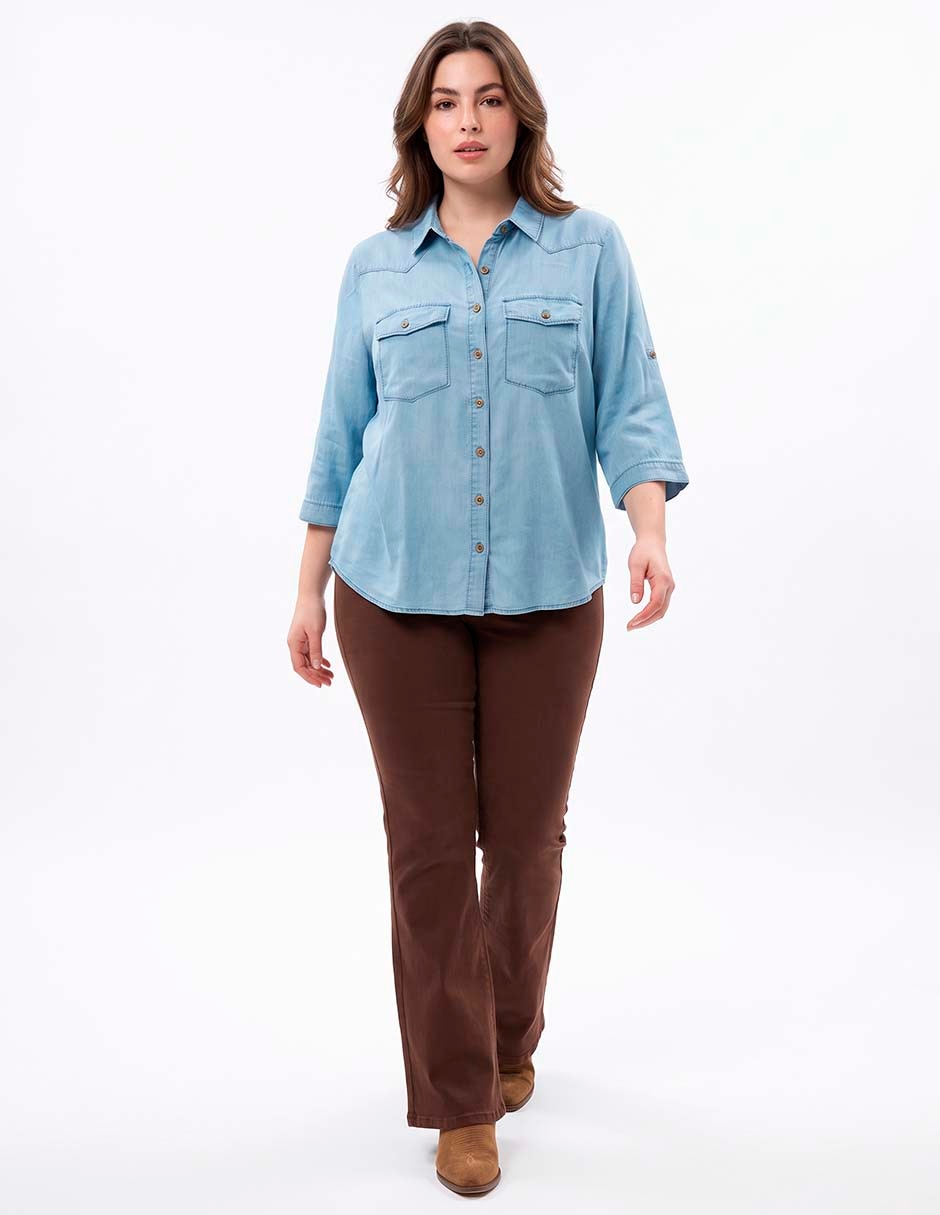 Blusa camisera manga 3/4 para mujer Blusa camisera manga 3/4 para mujer