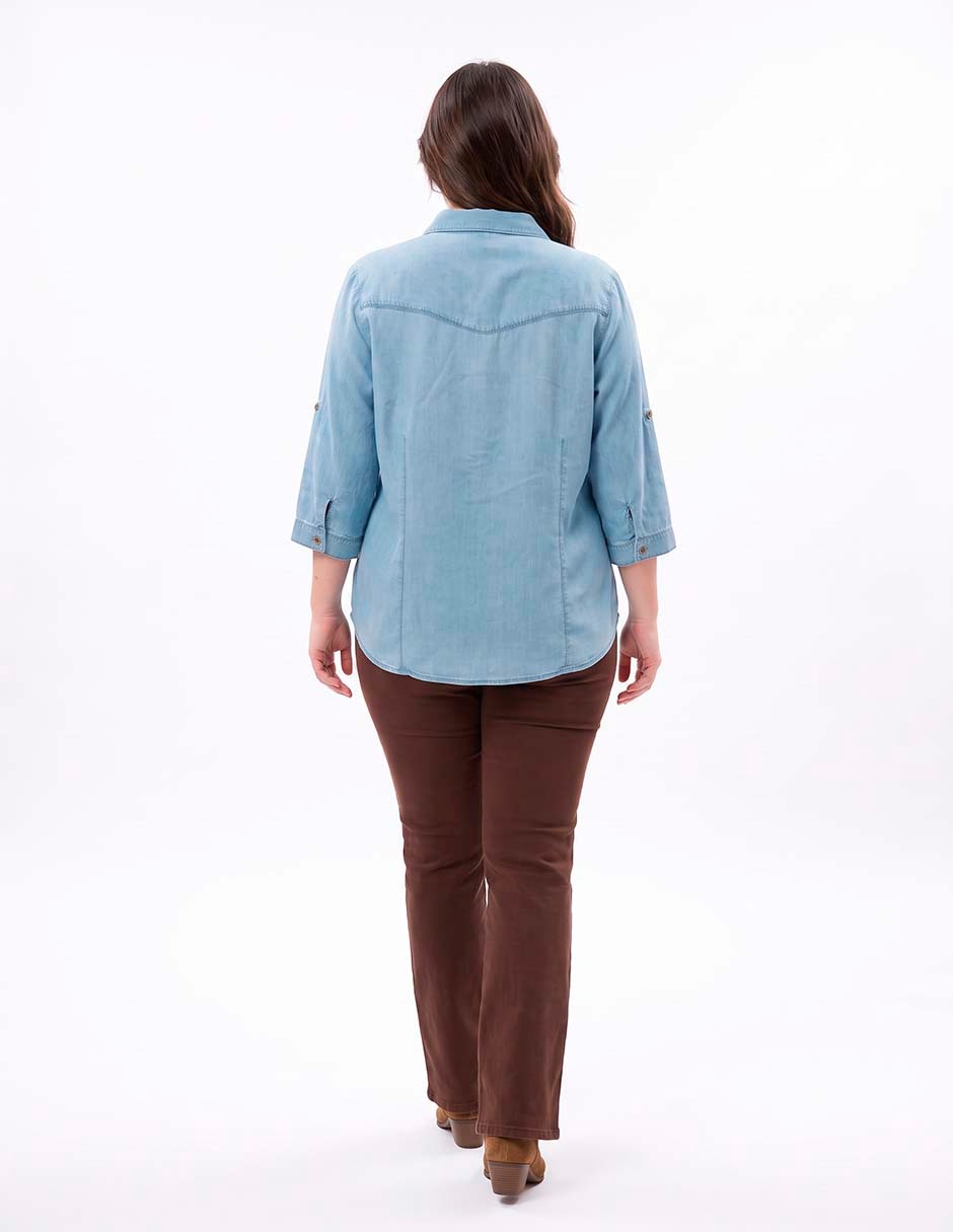 Blusa camisera manga 3/4 para mujer 4