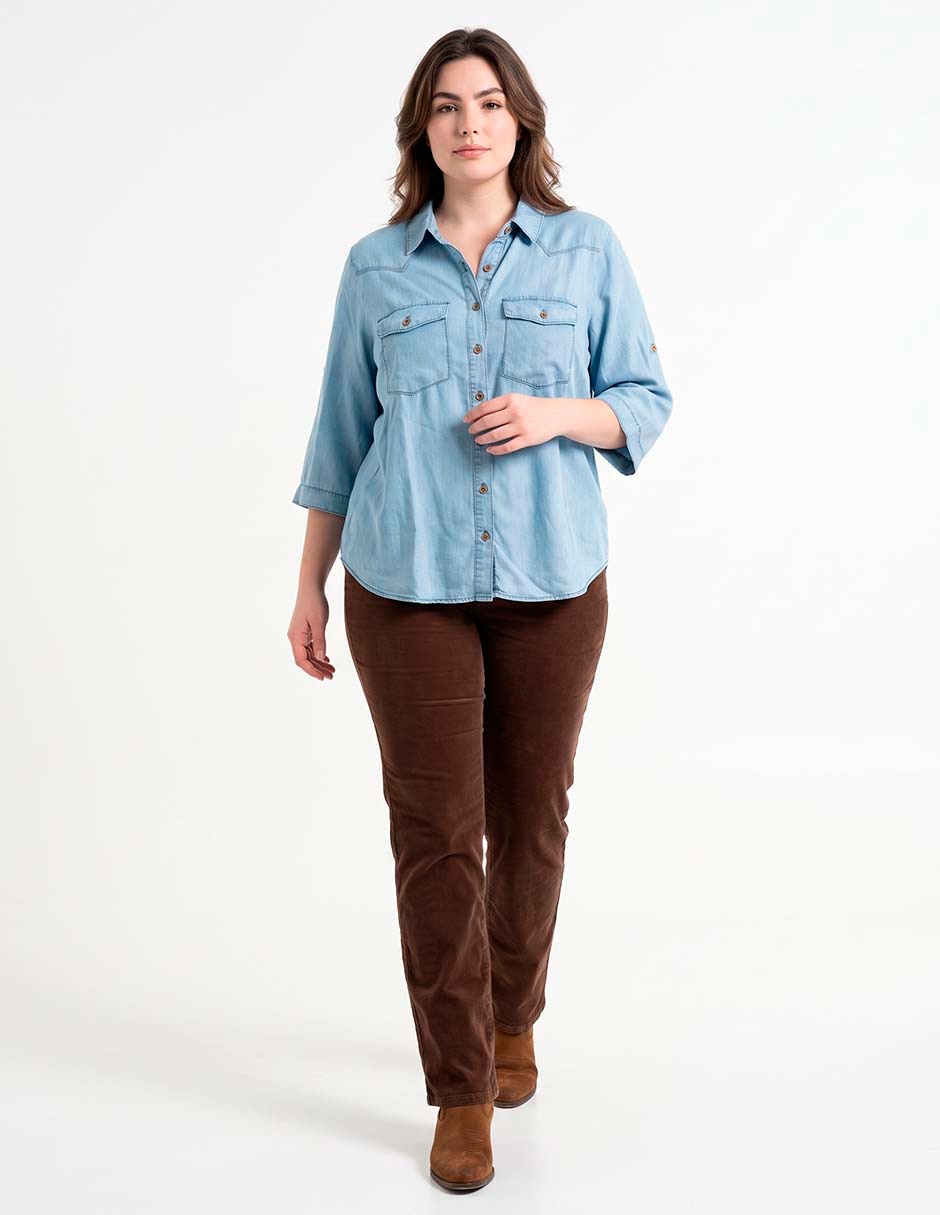Blusa camisera manga 3/4 para mujer 3