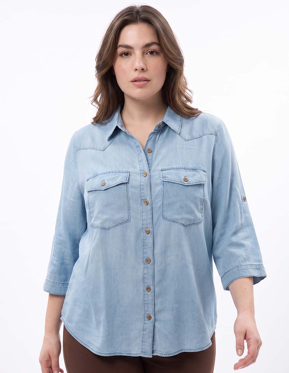 Blusa camisera manga 3/4 para mujer 2