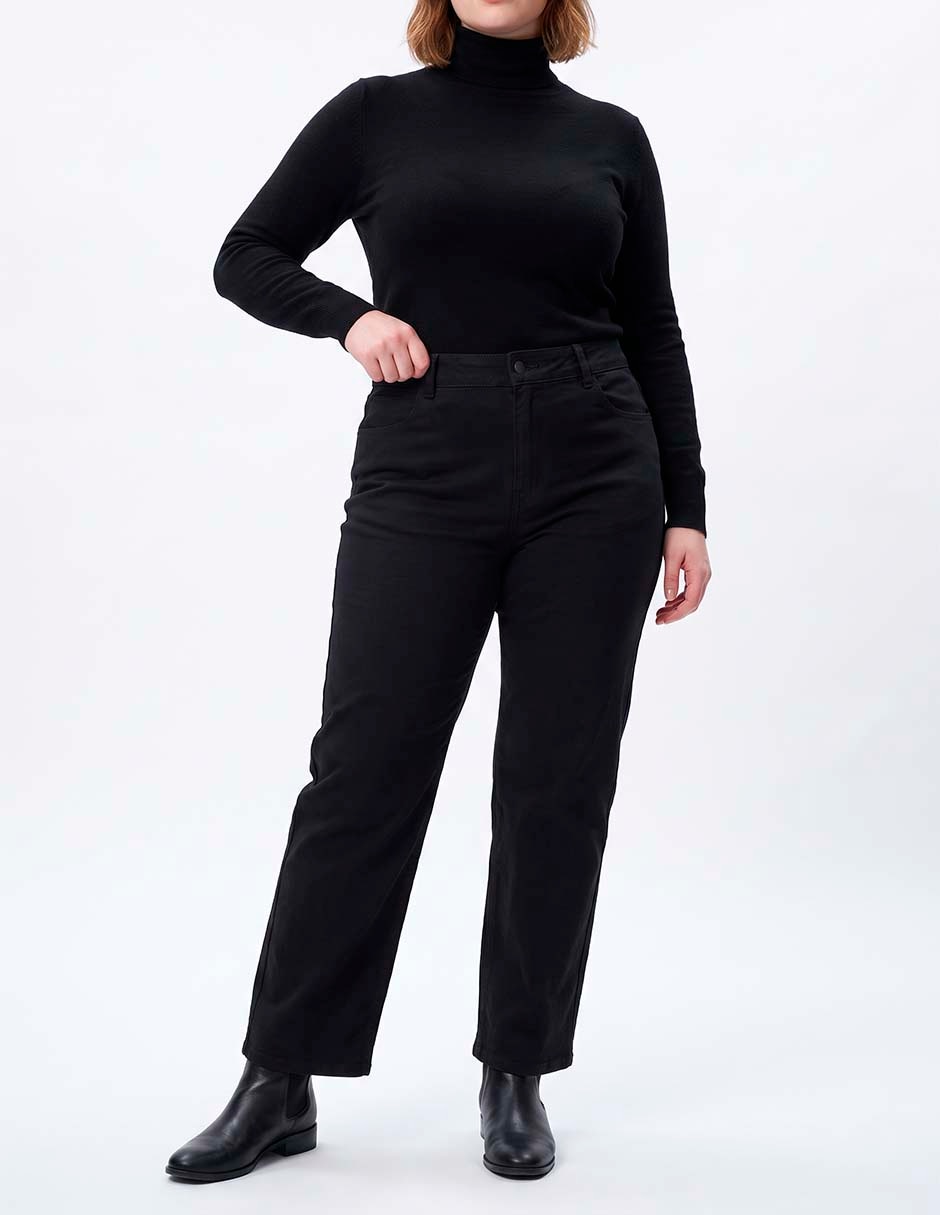 Jeans straight C461 corte cintura para mujer