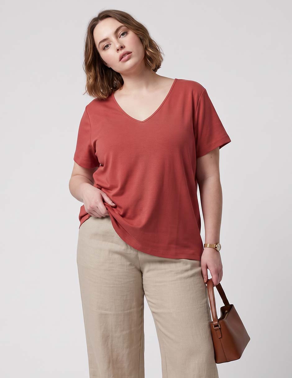 Playera manga larga cuello v para mujer Playera manga larga cuello v para mujer