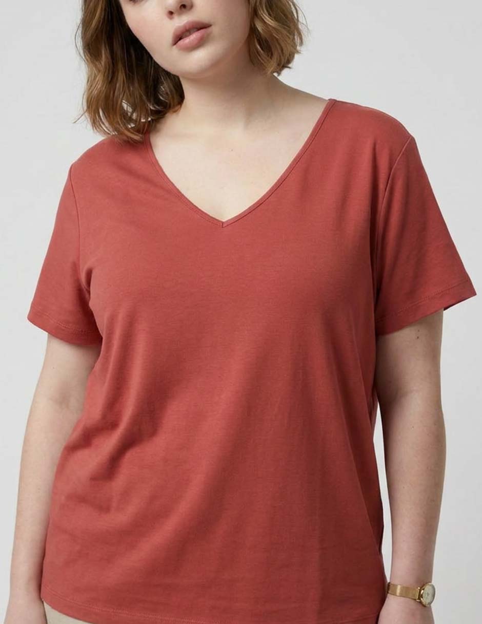 Playera manga larga cuello v para mujer 2