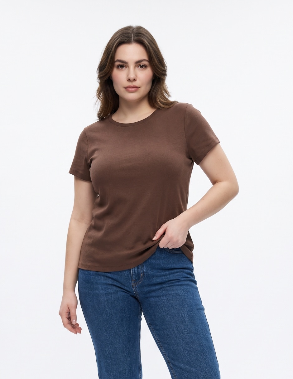 Playera manga corta cuello redondo para mujer Playera manga corta cuello redondo para mujer