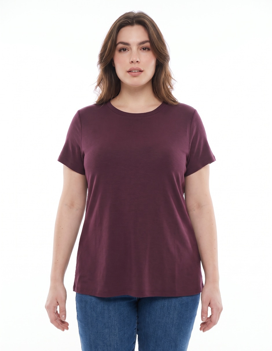 Playera manga corta cuello redondo para mujer 1