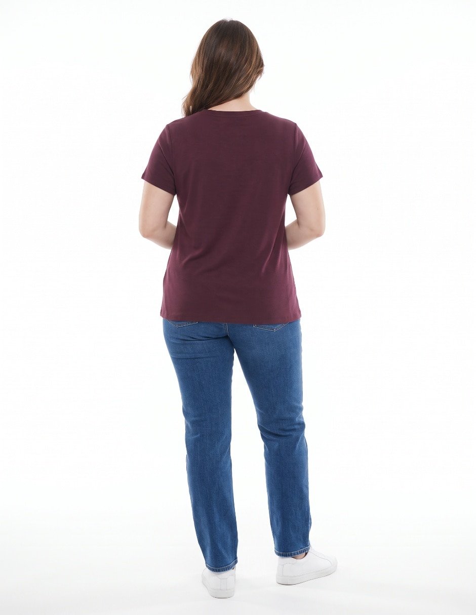 Playera manga corta cuello redondo para mujer 2
