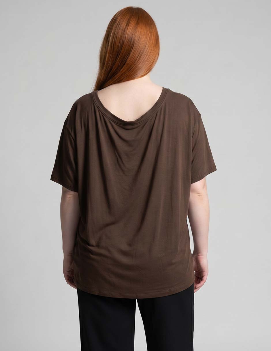 Playera manga corta cuello V para mujer 2