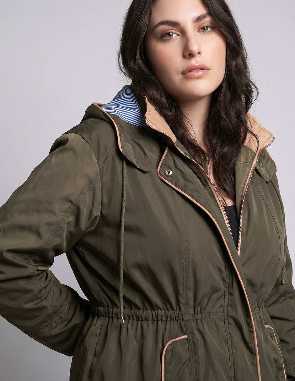 Gabardina No Capucha Y Bolsa Para Mujer 3