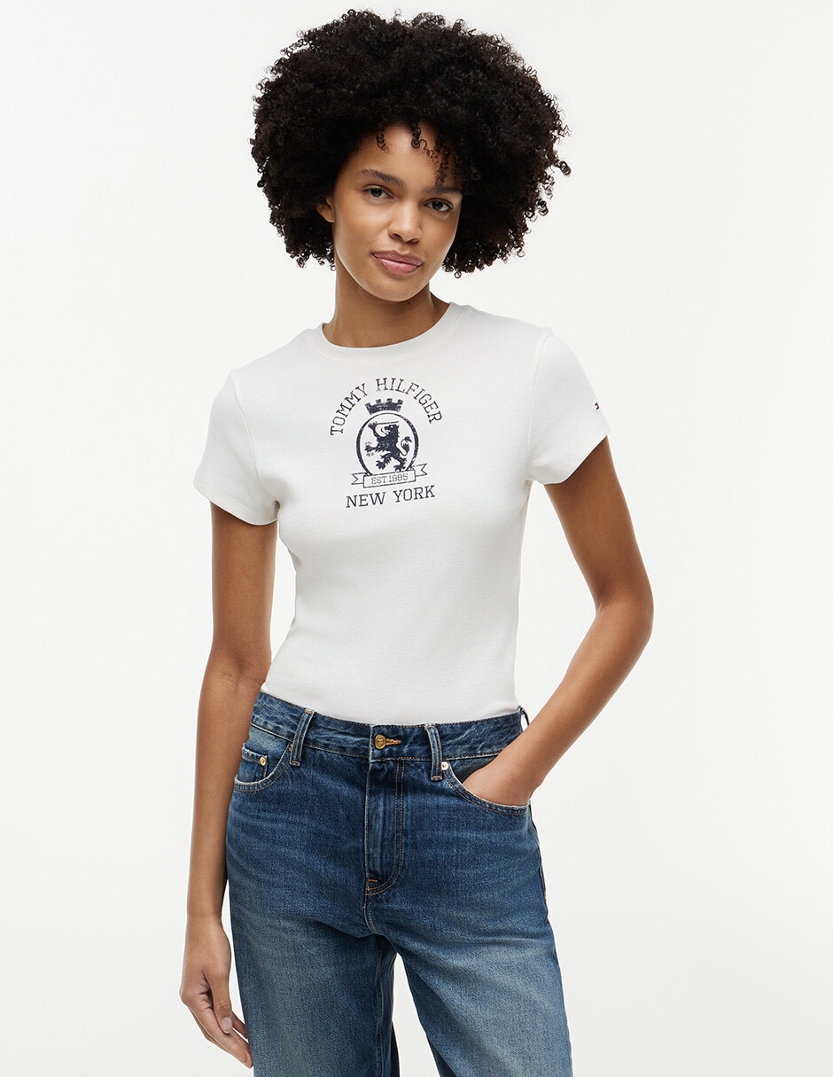 Playera manga corta cuello redondo para mujer 1