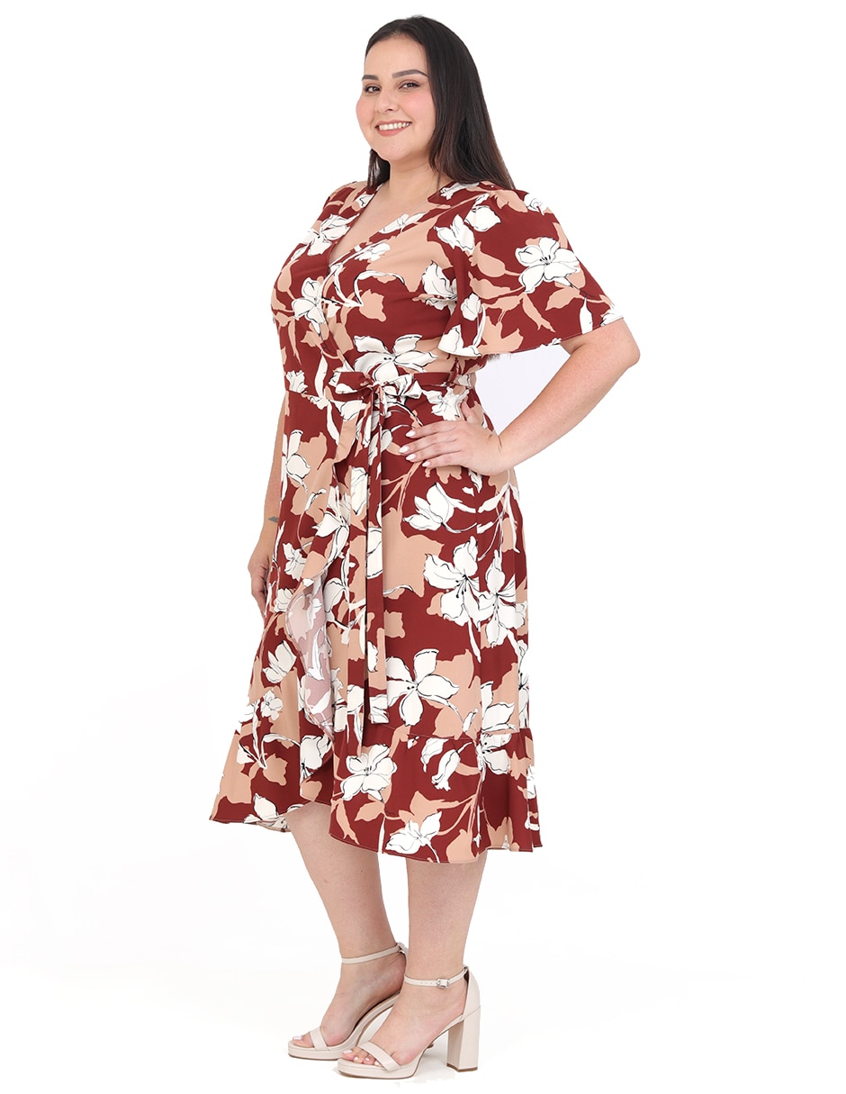 Vestido midi formal Carilo Grupo Burdeos para mujer 2