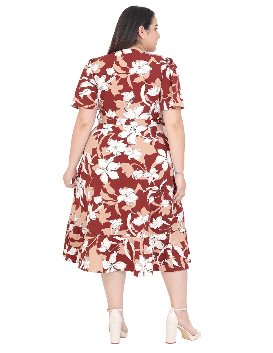 Vestido midi formal Carilo Grupo Burdeos para mujer 4