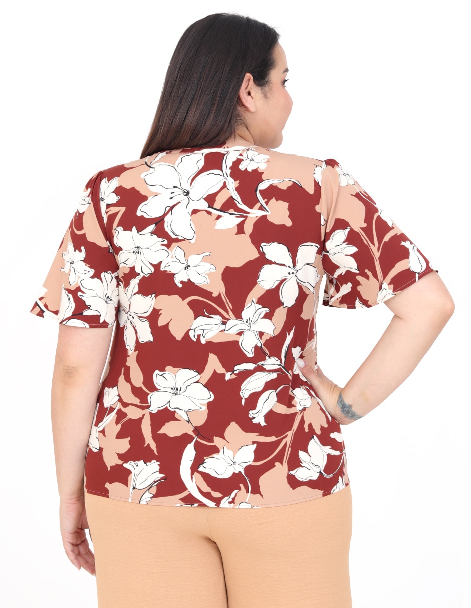 Blusa grupo burdeos manga Corta para mujer 5