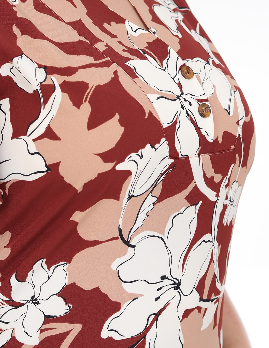 Blusa grupo burdeos manga Corta para mujer 4