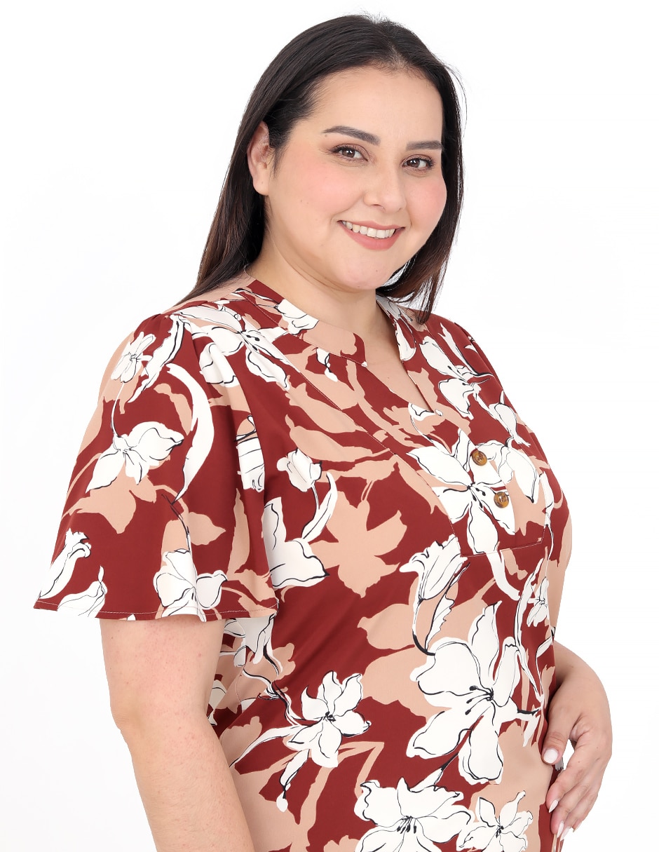 Blusa grupo burdeos manga Corta para mujer 3