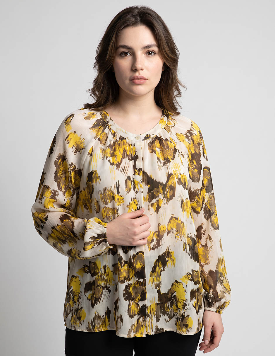 Blusa ivonne plus ninguno manga larga para mujer
