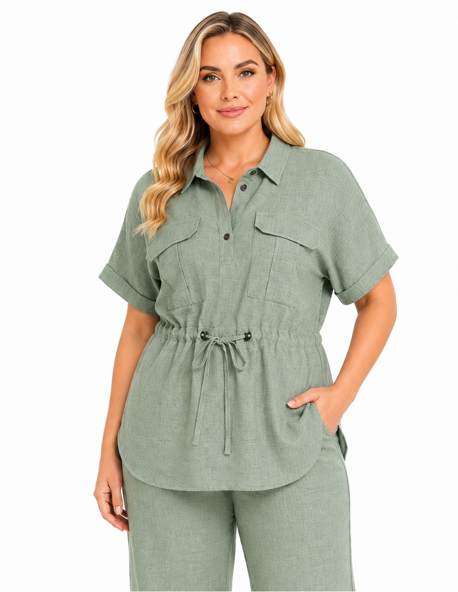 Blusa Lieb Plus manga al codo para mujer