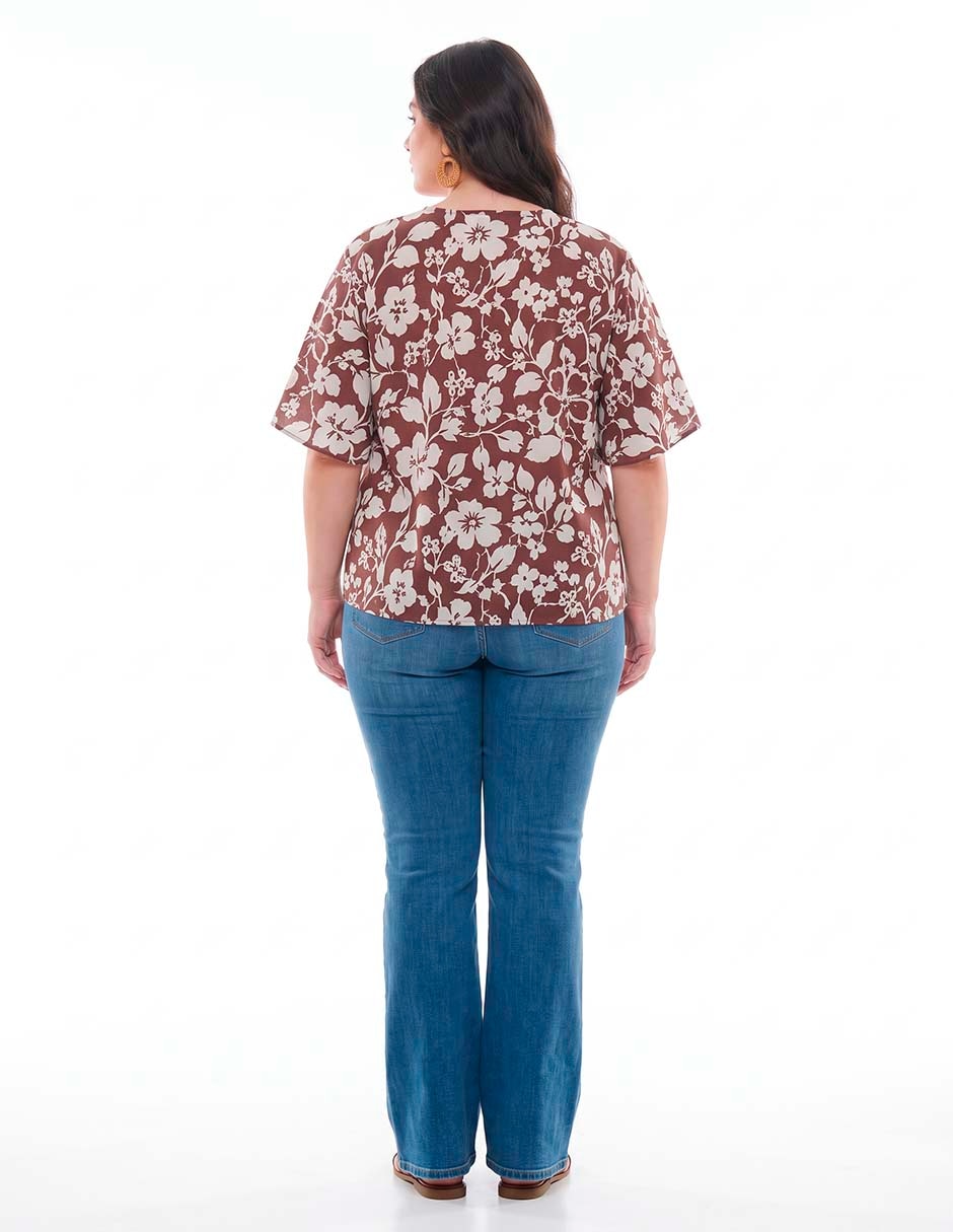 Blusa piezas sueltas manga al codo para mujer 4