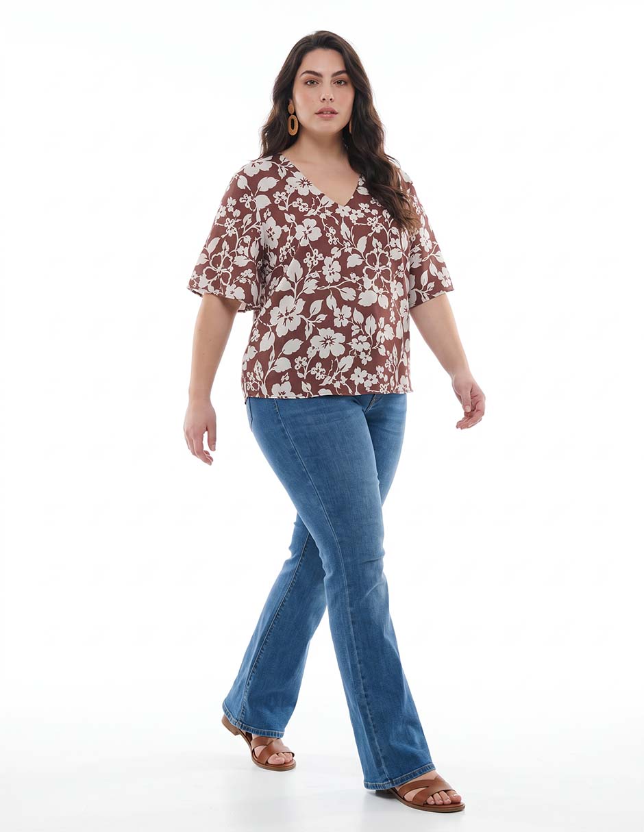 Blusa piezas sueltas manga al codo para mujer 3