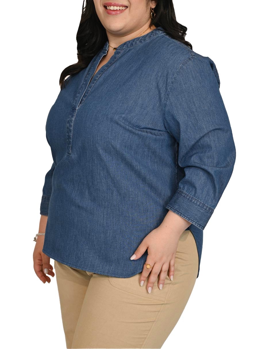 Blusa shade manga 3/4 para mujer 3