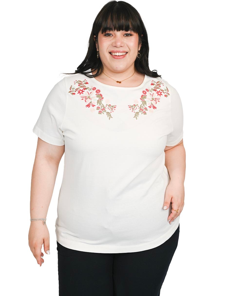 Playera manga corta Ferrioni Melania cuello redondo para mujer