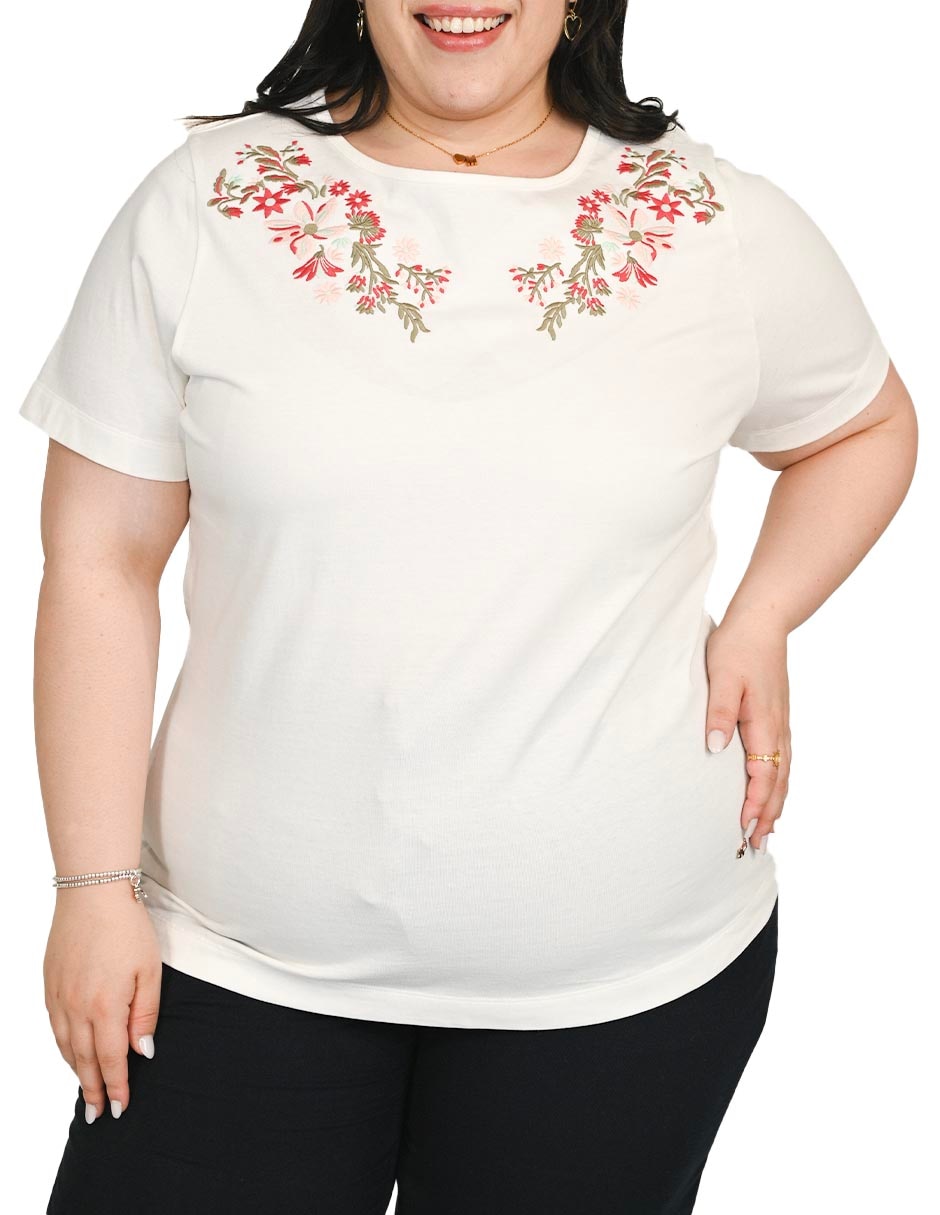 Playera manga corta Ferrioni Melania cuello redondo para mujer
