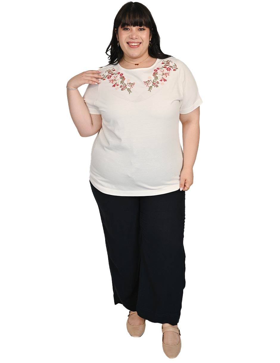 Playera manga corta Ferrioni Melania cuello redondo para mujer