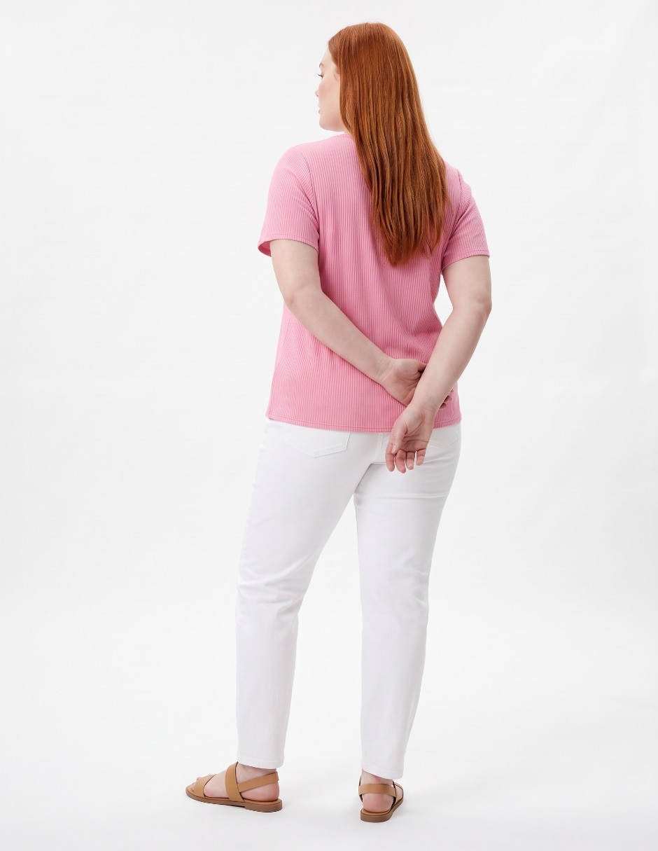 Playera manga corta cuello V para mujer 2