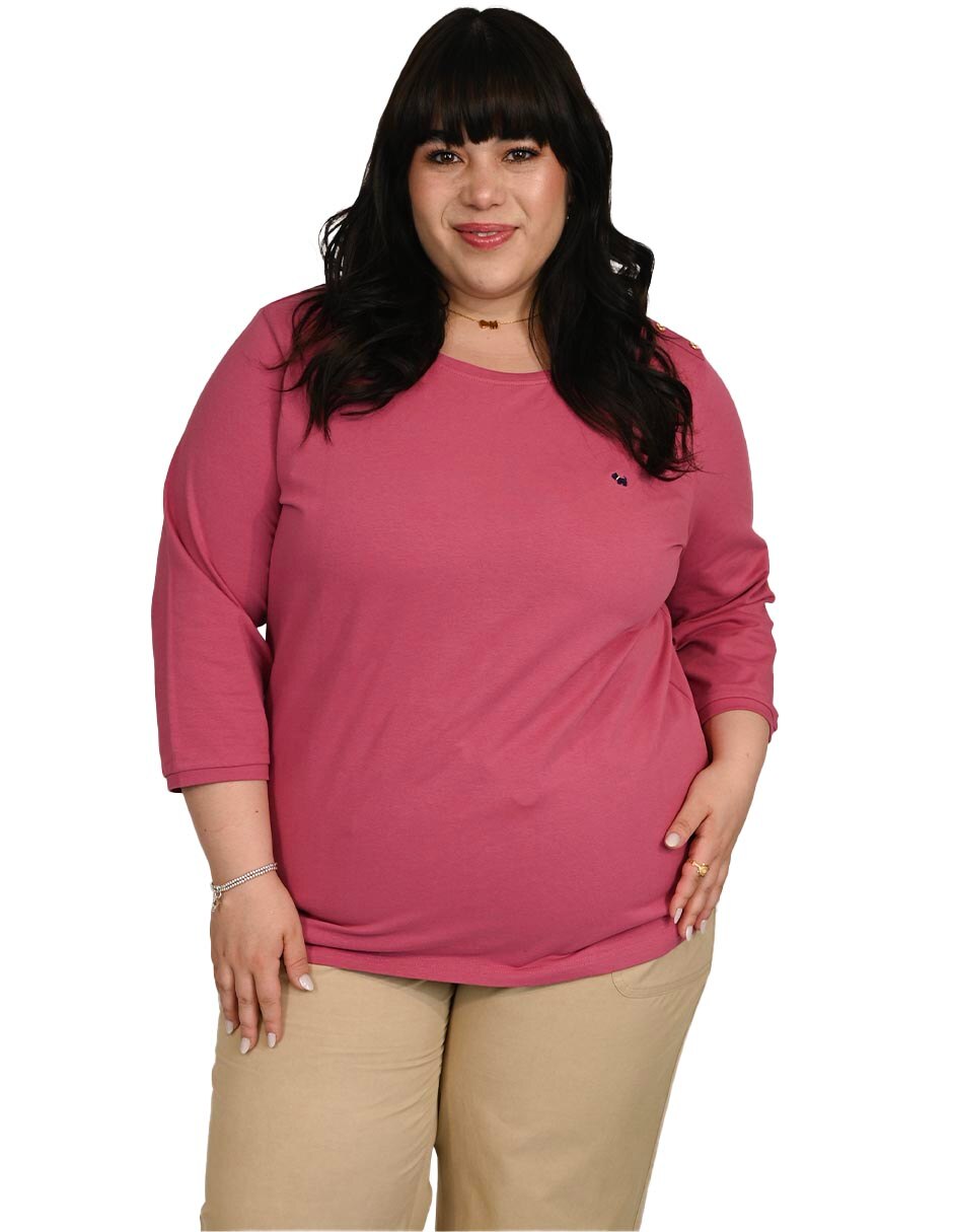 Playera manga 3/4 cuello redondo mujer